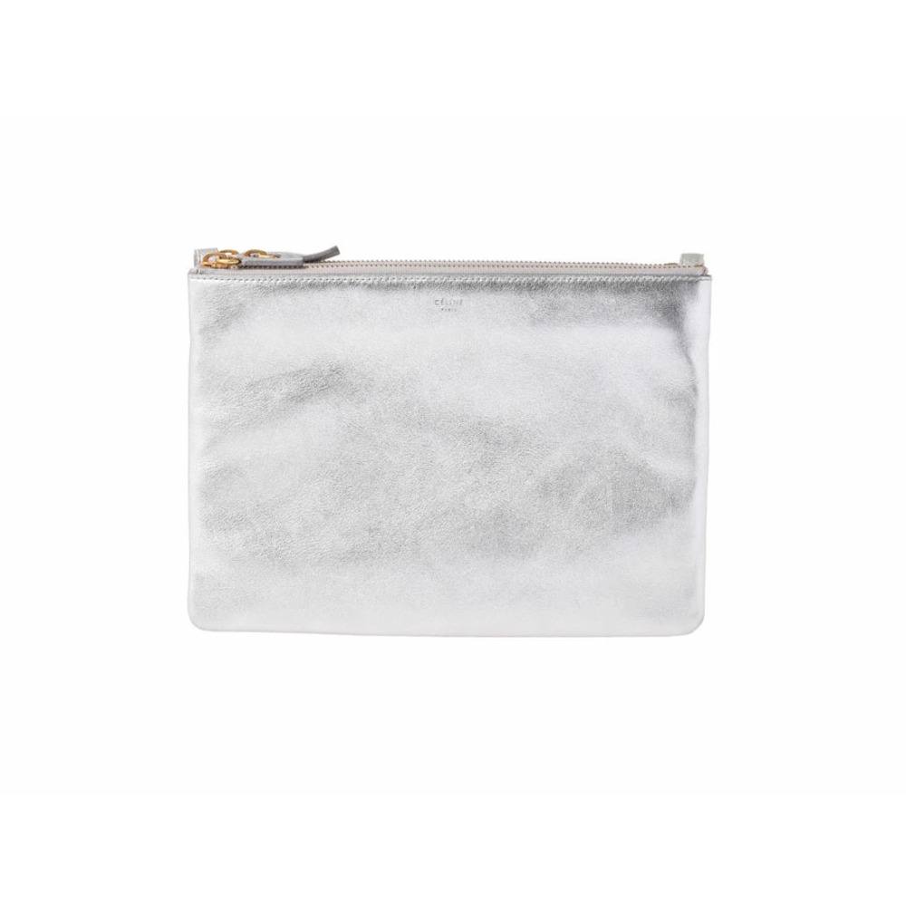 Celine Trio Leather Shoulder Bag Silver